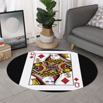 Queen Of Diamonds Playing Card Print Round Rug