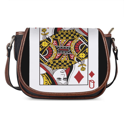Queen Of Diamonds Playing Card Print Saddle Bag