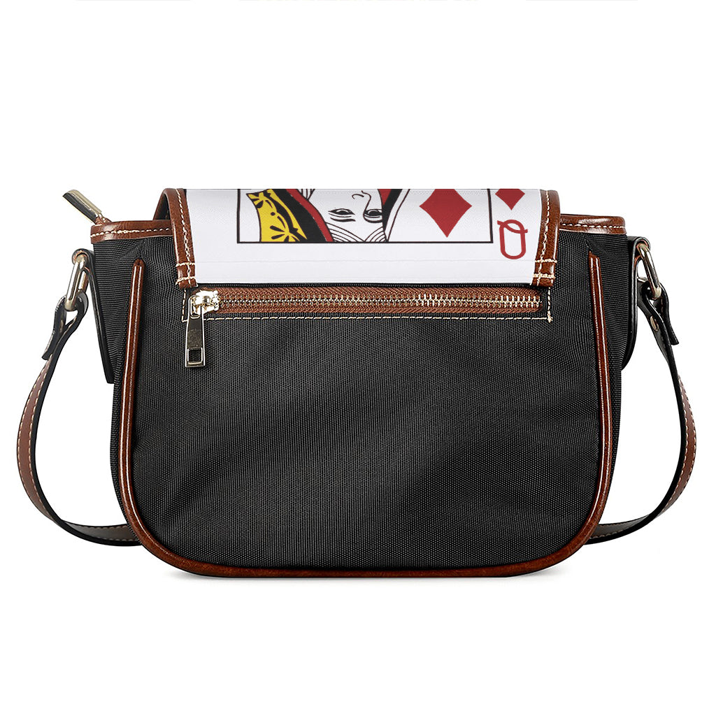 Queen Of Diamonds Playing Card Print Saddle Bag