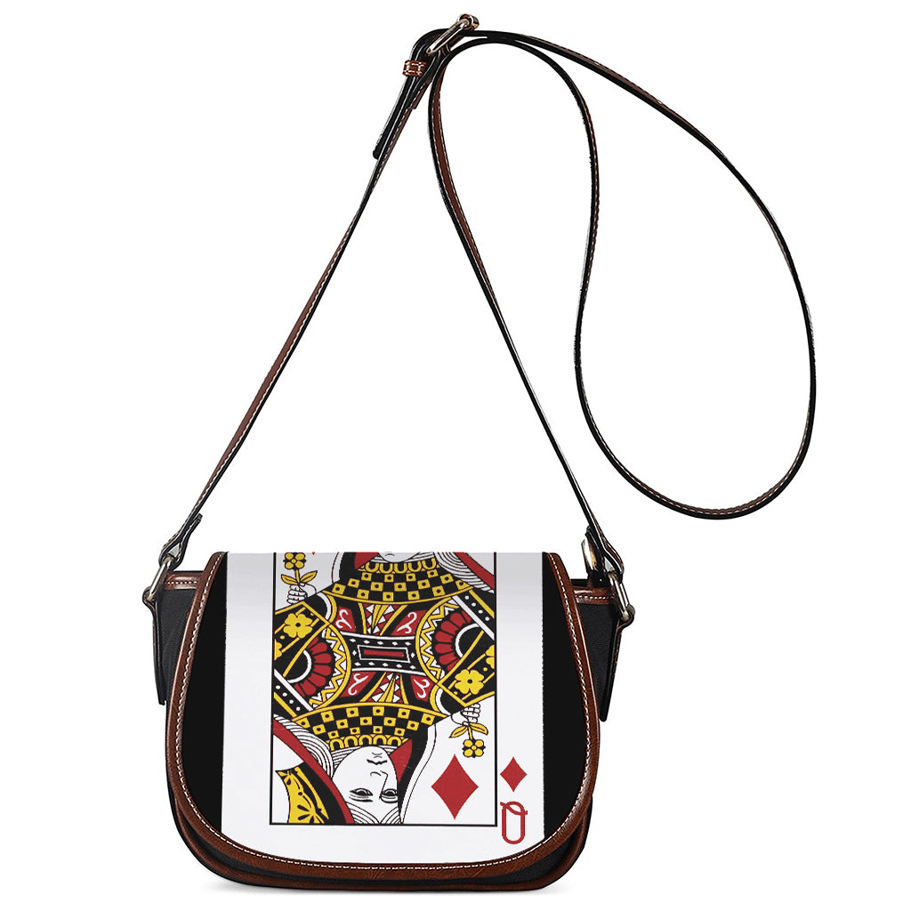 Queen Of Diamonds Playing Card Print Saddle Bag