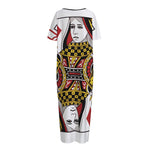 Queen Of Diamonds Playing Card Print Short Sleeve Long Nightdress