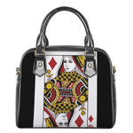 Queen Of Diamonds Playing Card Print Shoulder Handbag