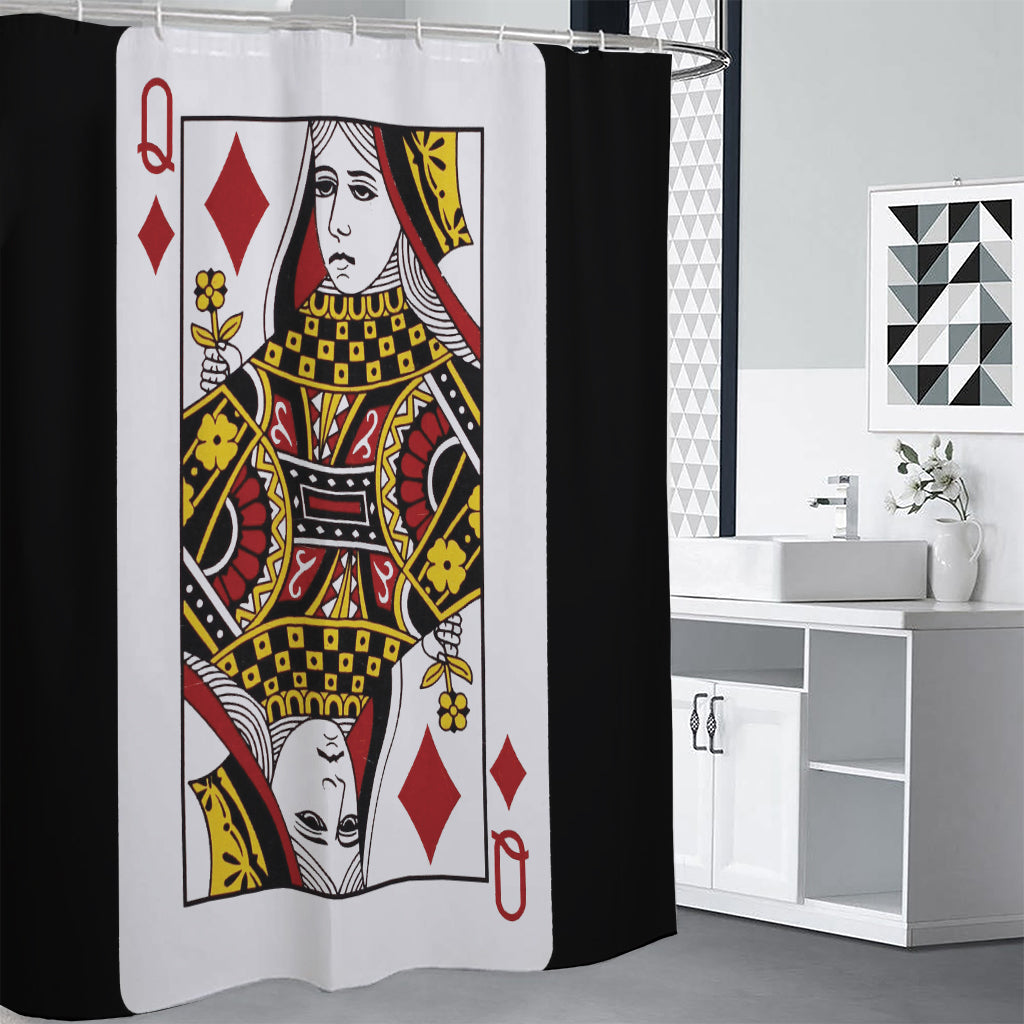 Queen Of Diamonds Playing Card Print Shower Curtain