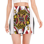 Queen Of Diamonds Playing Card Print Side Slit Mini Skirt