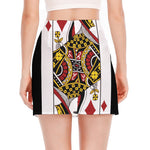 Queen Of Diamonds Playing Card Print Side Slit Mini Skirt