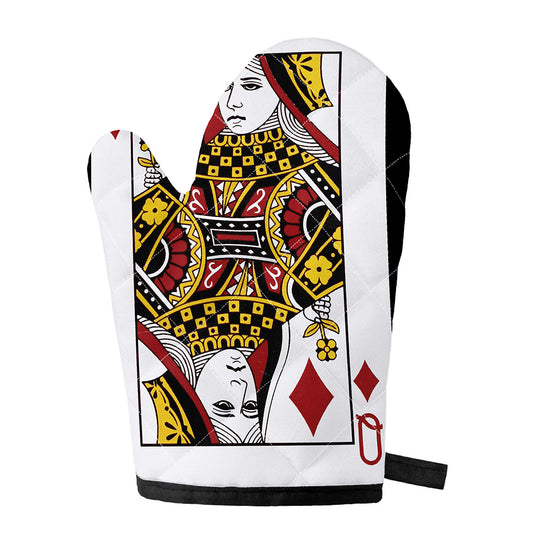 Queen Of Diamonds Playing Card Print Single Oven Mitt
