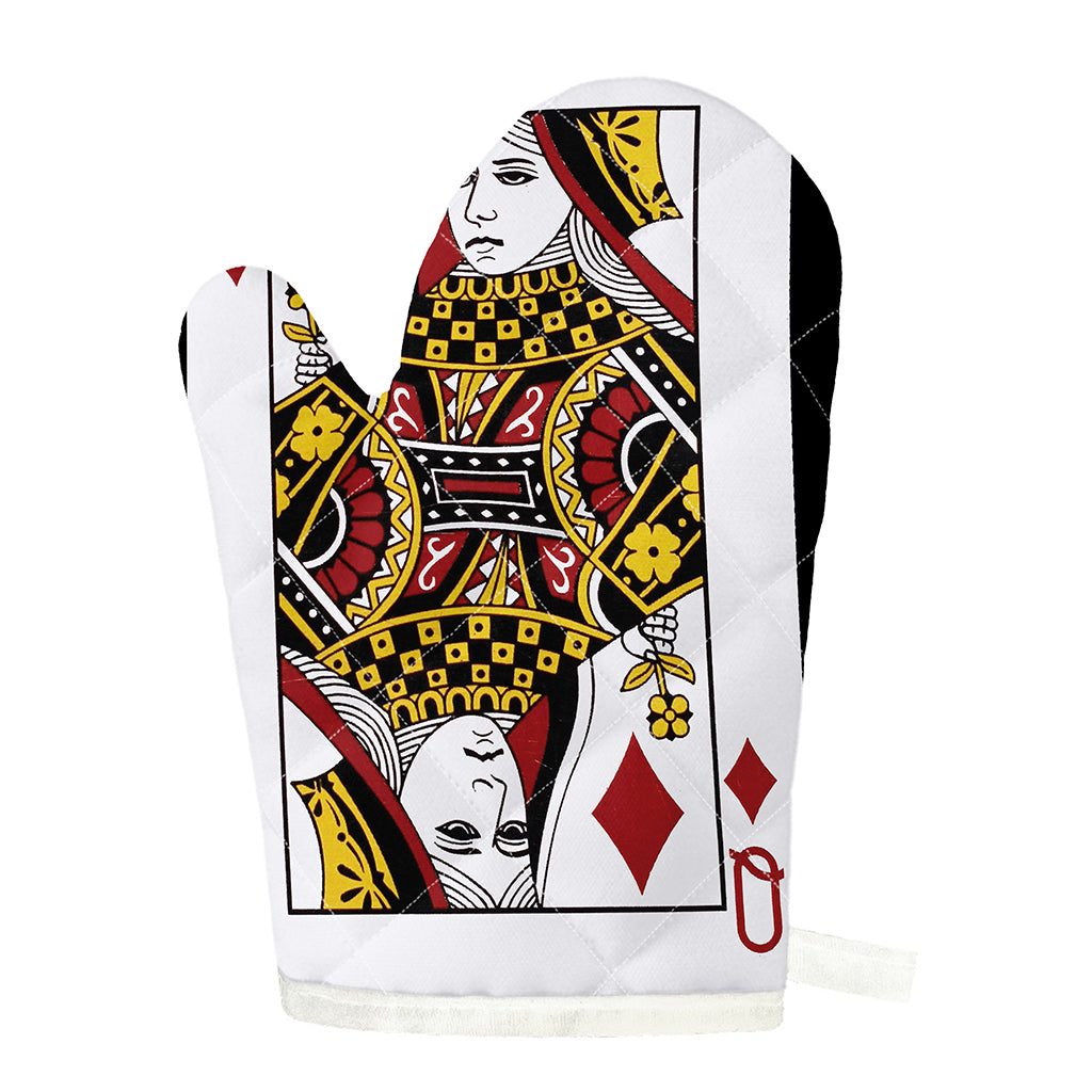 Queen Of Diamonds Playing Card Print Single Oven Mitt