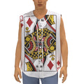 Queen Of Diamonds Playing Card Print Sleeveless Baseball Jersey