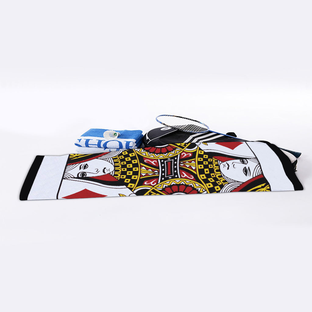 Queen Of Diamonds Playing Card Print Sports Towel
