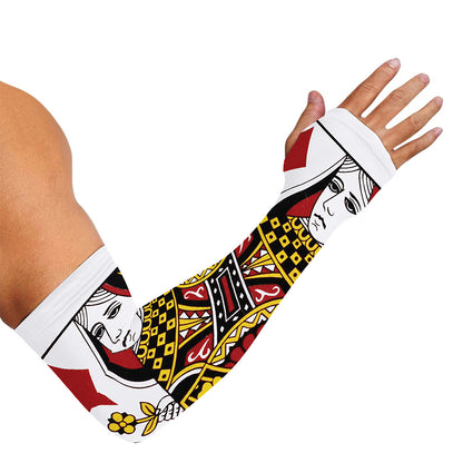 Queen Of Diamonds Playing Card Print Sun Protection Arm Sleeves