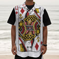 Queen Of Diamonds Playing Card Print Textured Short Sleeve Shirt