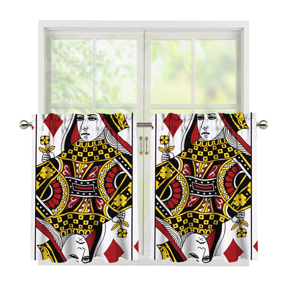Queen Of Diamonds Playing Card Print Tier Curtains