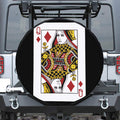 Queen Of Diamonds Playing Card Print Tire Cover