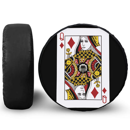 Queen Of Diamonds Playing Card Print Tire Cover With Camera Hole