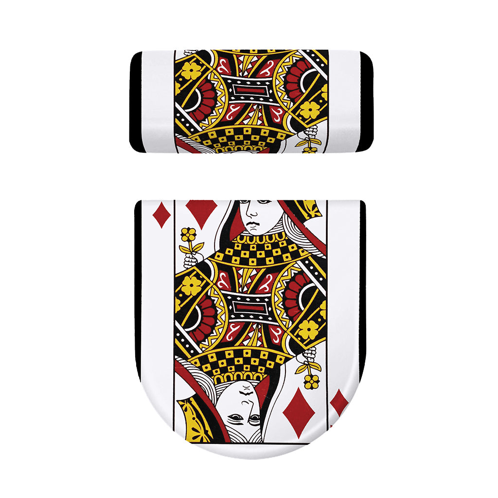 Queen Of Diamonds Playing Card Print Toilet Lid And Tank Cover Set