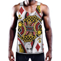 Queen Of Diamonds Playing Card Print Men's Workout Tank Top