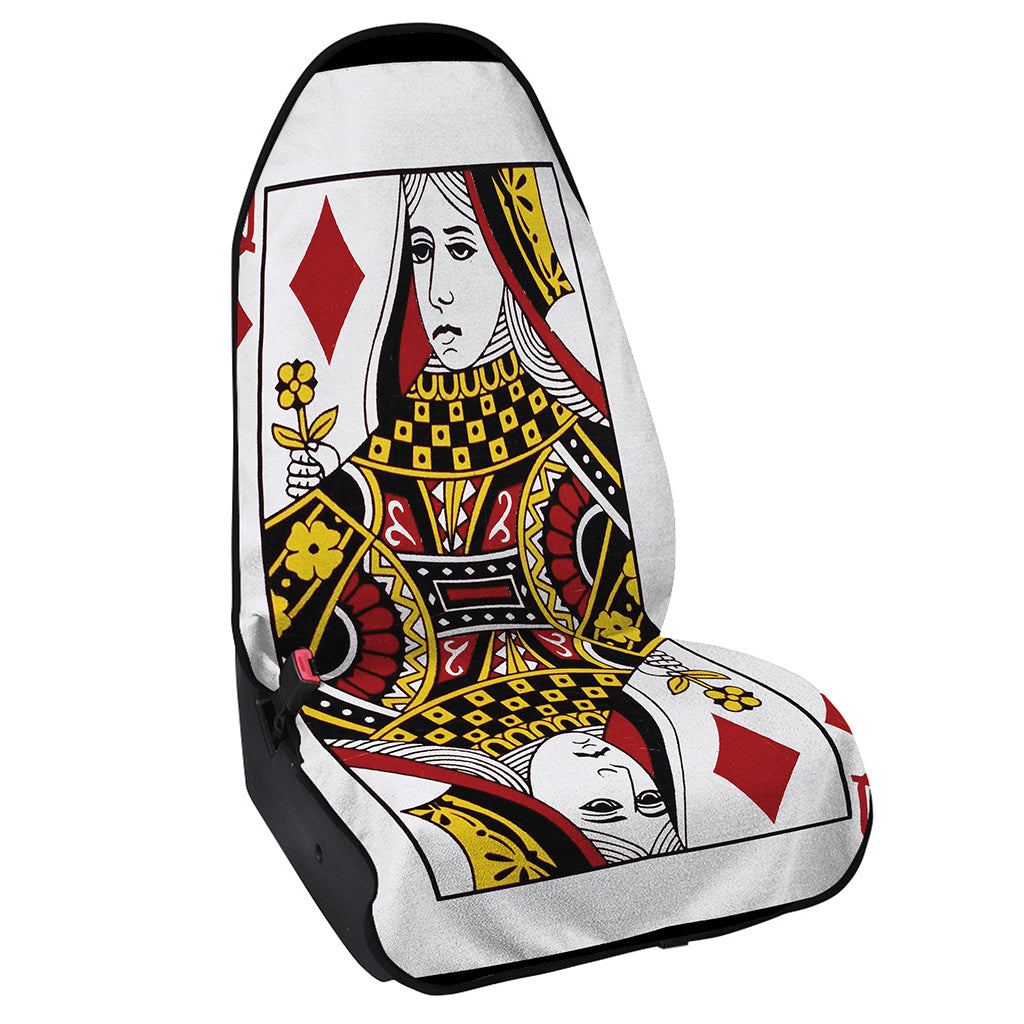 Queen Of Diamonds Playing Card Print Waterproof Car Seat Cover