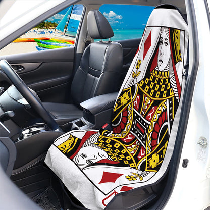 Queen Of Diamonds Playing Card Print Waterproof Car Seat Cover