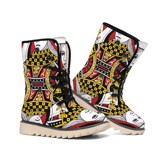 Queen Of Diamonds Playing Card Print Winter Boots