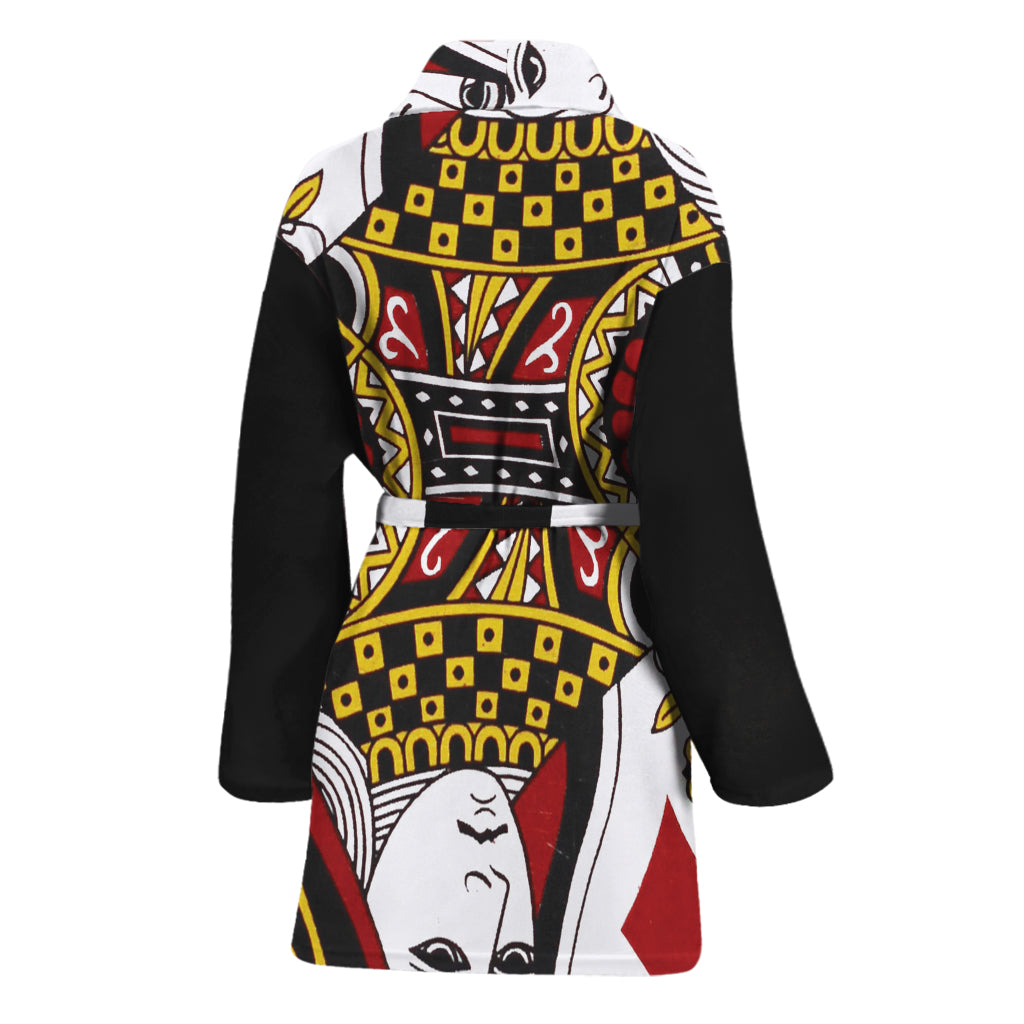 Queen Of Diamonds Playing Card Print Women's Bathrobe
