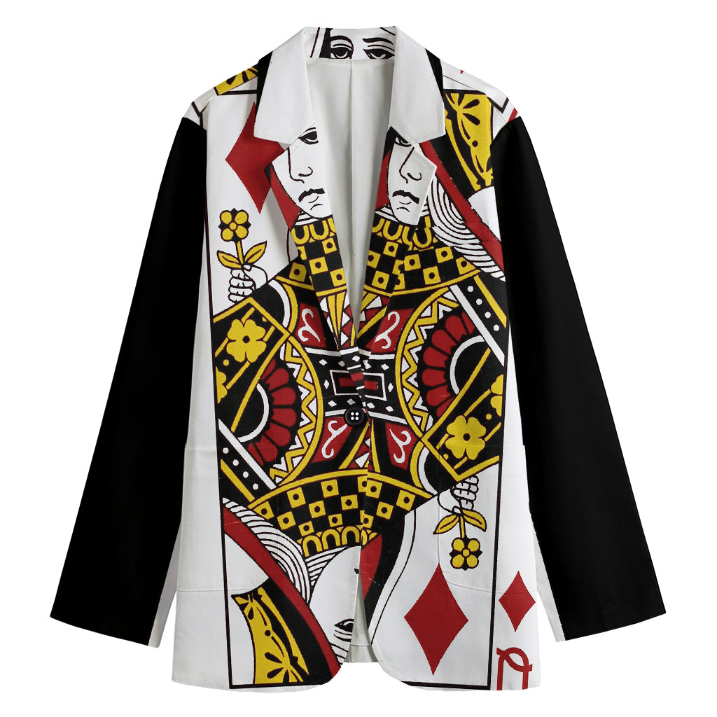 Queen Of Diamonds Playing Card Print Women's Blazer