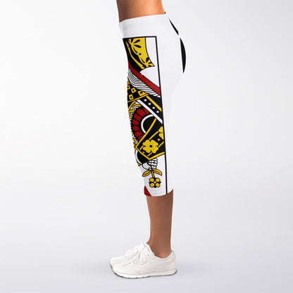 Queen Of Diamonds Playing Card Print Women's Capri Leggings