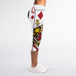 Queen Of Diamonds Playing Card Print Women's Capri Leggings