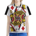 Queen Of Diamonds Playing Card Print Women's Polo Shirt