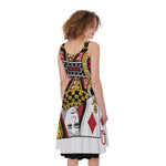 Queen Of Diamonds Playing Card Print Women's Sleeveless Dress
