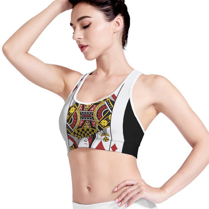 Queen Of Diamonds Playing Card Print Women's Sports Bra