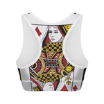 Queen Of Diamonds Playing Card Print Women's Sports Bra