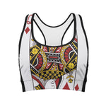 Queen Of Diamonds Playing Card Print Women's Sports Bra