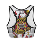 Queen Of Diamonds Playing Card Print Women's Sports Bra