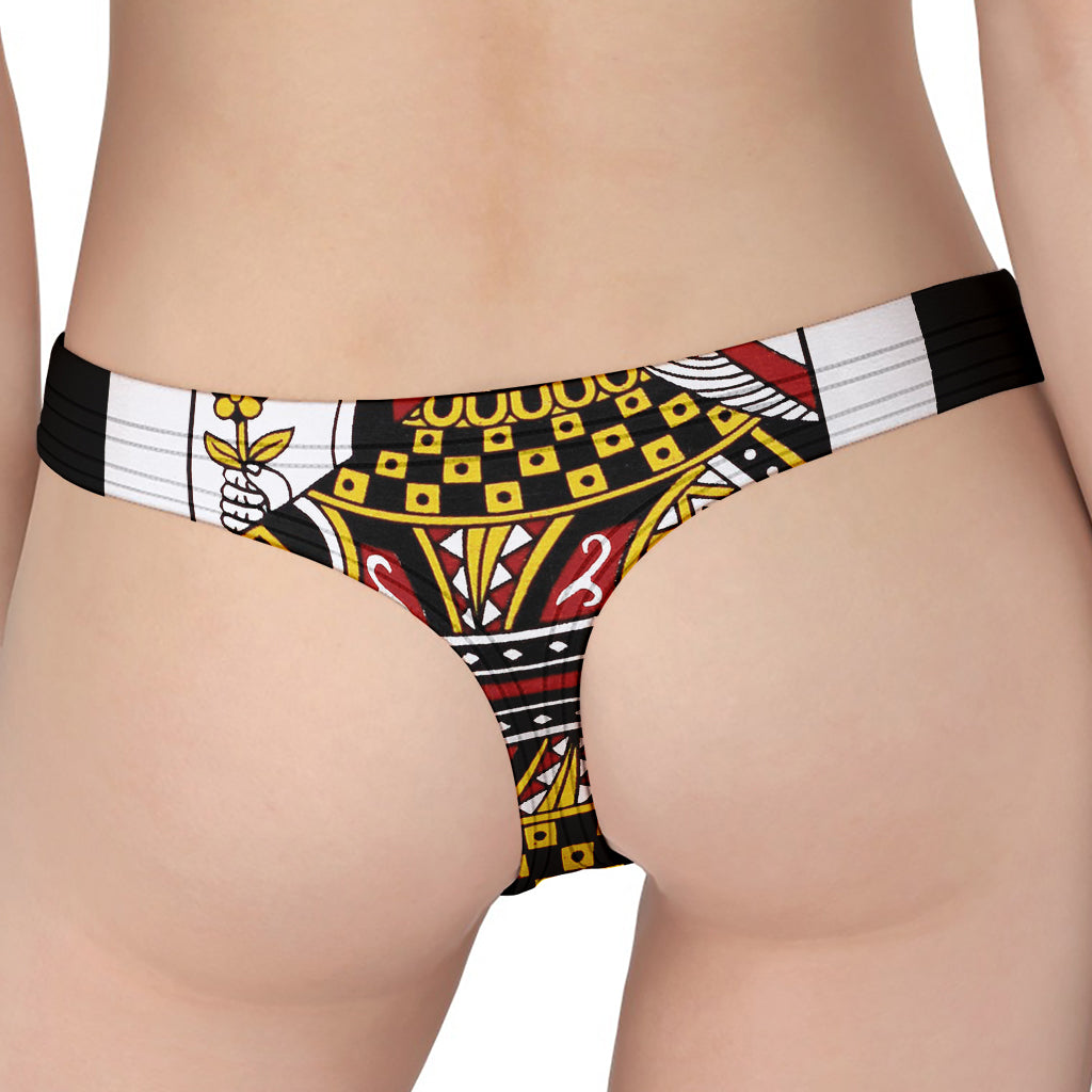 Queen Of Diamonds Playing Card Print Women's Thong
