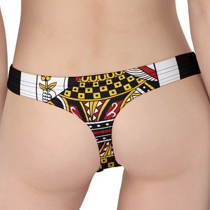Queen Of Diamonds Playing Card Print Women's Thong
