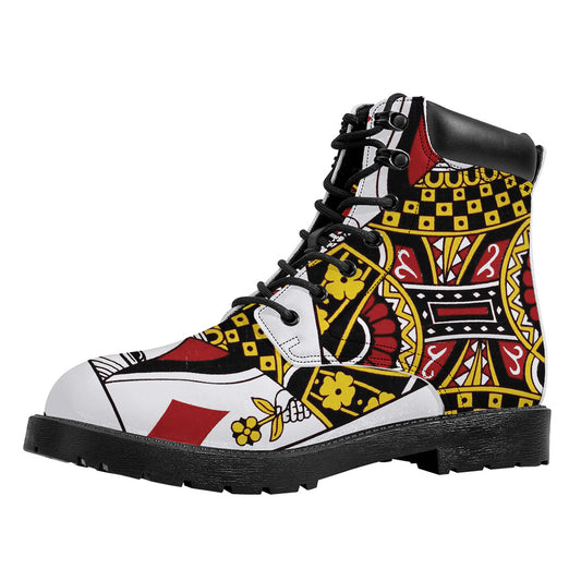 Queen Of Diamonds Playing Card Print Work Boots