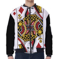 Queen Of Diamonds Playing Card Print Zip Sleeve Bomber Jacket