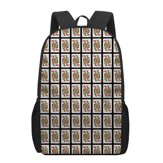 Queen Of Hearts Pattern Print 17 Inch Backpack