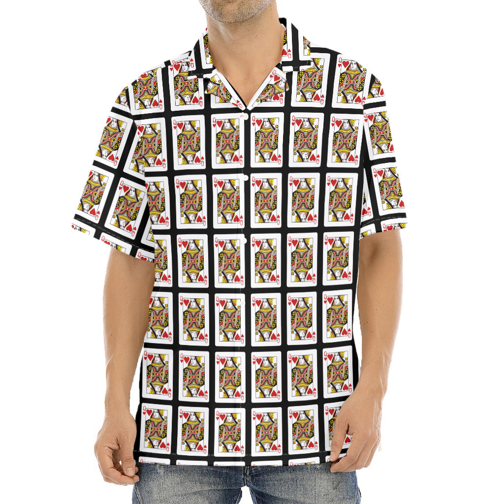 Queen Of Hearts Pattern Print Aloha Shirt