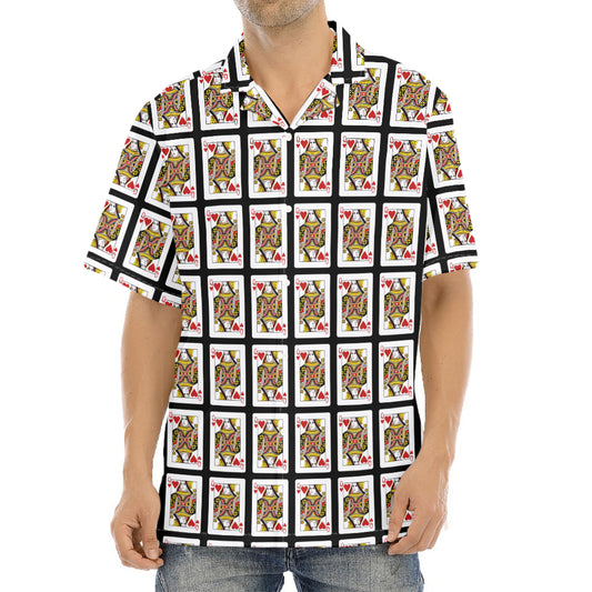 Queen Of Hearts Pattern Print Aloha Shirt