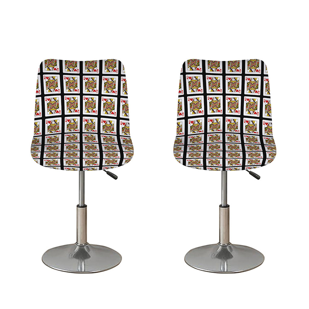 Queen Of Hearts Pattern Print Bar Stool Covers