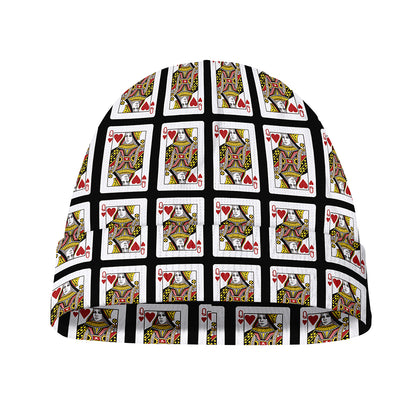 Queen Of Hearts Pattern Print Beanie
