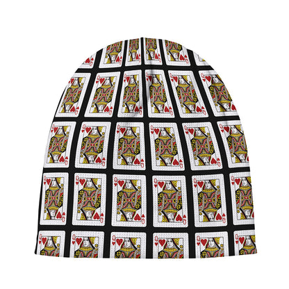 Queen Of Hearts Pattern Print Beanie