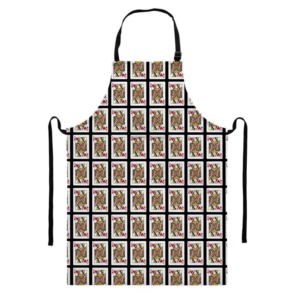 Queen Of Hearts Pattern Print Bib Apron With Pocket
