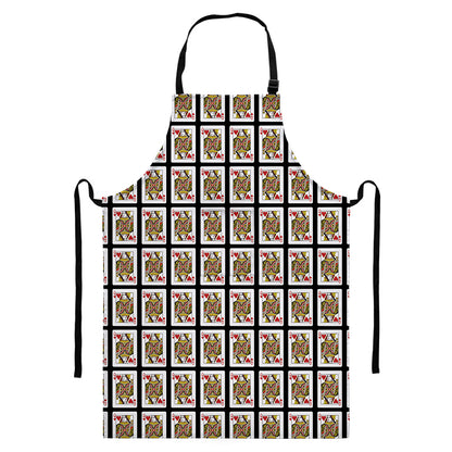 Queen Of Hearts Pattern Print Bib Apron With Pocket
