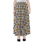 Queen Of Hearts Pattern Print Chiffon Maxi Skirt