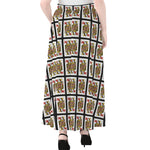 Queen Of Hearts Pattern Print Chiffon Maxi Skirt
