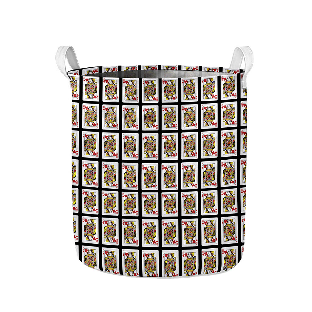 Queen Of Hearts Pattern Print Collapsible Laundry Basket