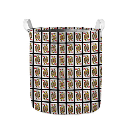 Queen Of Hearts Pattern Print Collapsible Laundry Basket