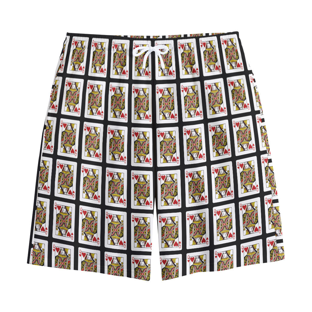 Queen Of Hearts Pattern Print Cotton Shorts